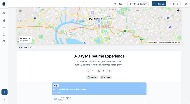 CitySage interface preview - Redefining digital tourism by curating unique city journeys based on aggregated ...